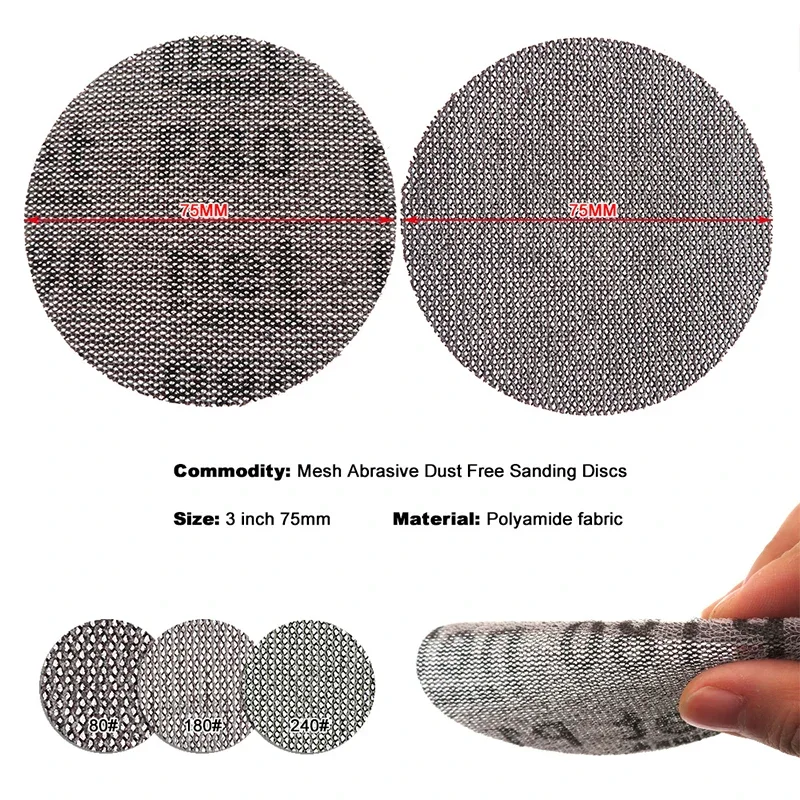 10 Pcs 3-5Inch 75-150mm Mesh Abrasive Dust Free Sanding Discs Anti-blocking Dry Grinding Sandpaper 80 to 800 Grit removal and Fi
10 Pcs 3-5Inch 75-150mm Mesh Abrasive Dust Free Sanding Discs Anti-blocking Dry Grinding Sandpaper 80 to 800 Grit removal and Fi