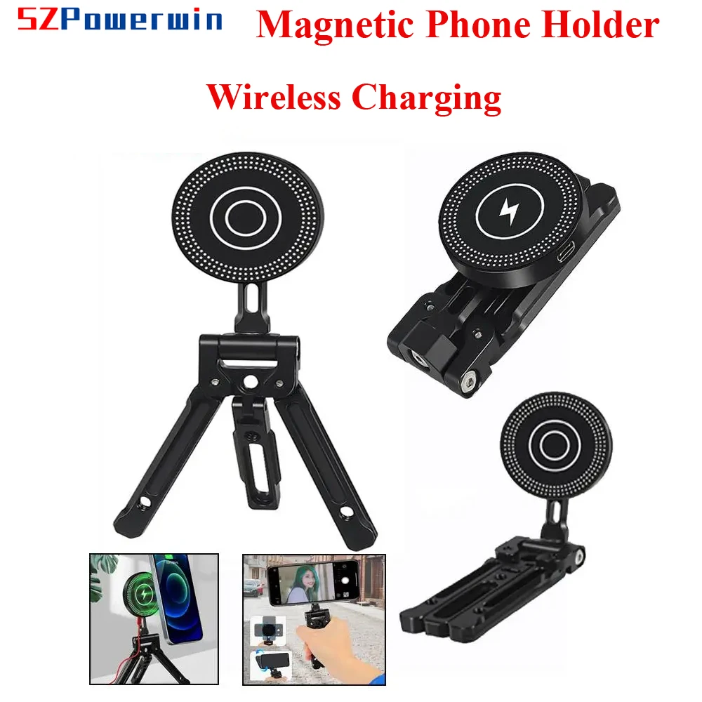 Powerwin Mini Tripod with Magnetic Wireless Chargeable Phone Holder Base Ball Head Mount for iPhone MagSafe SLR Camera Monitor
Powerwin Mini Tripod with Magnetic Wireless Chargeable Phone Holder Base Ball Head Mount for iPhone MagSafe SLR Camera Monitor