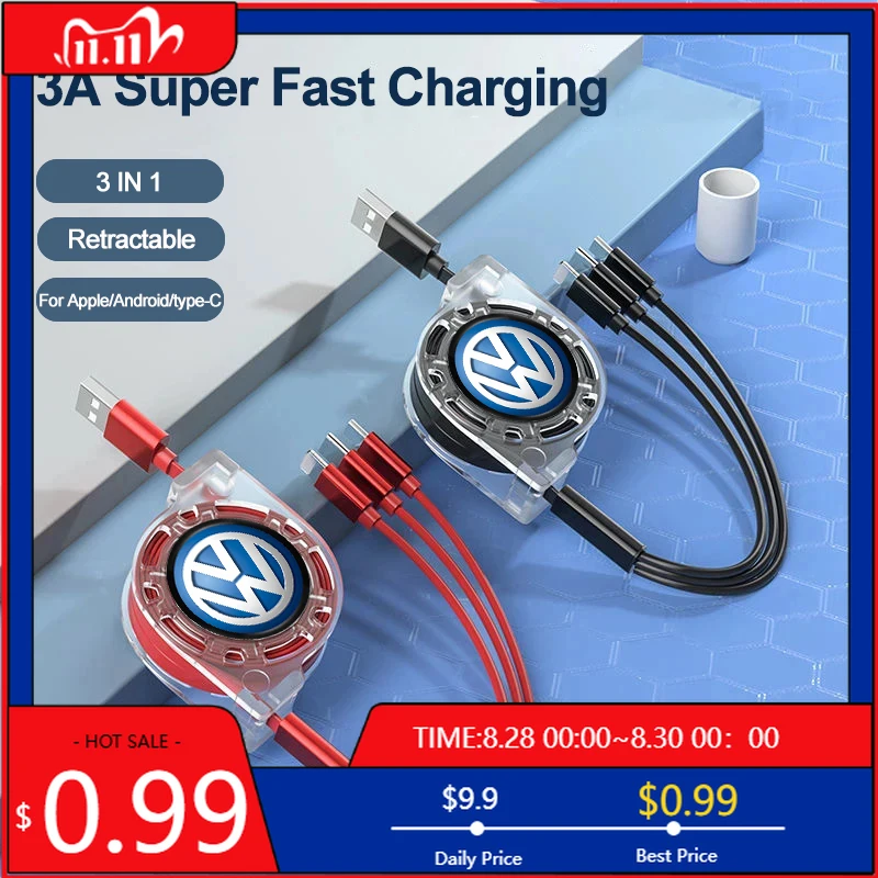 VW GTI GOLF 2026 Горячий для VW VOLKSWAGEN Автомобильный кабель для передачи данных «три в одном» Выдвижной зарядный кабель для Volkswagen VW RLine Golf Amaro
VW GTI GOLF 2026 Горячий для VW VOLKSWAGEN Автомобильный кабель для передачи данных «три в одном» Выдвижной зарядный кабель для Volkswagen VW RLine Golf Amaro