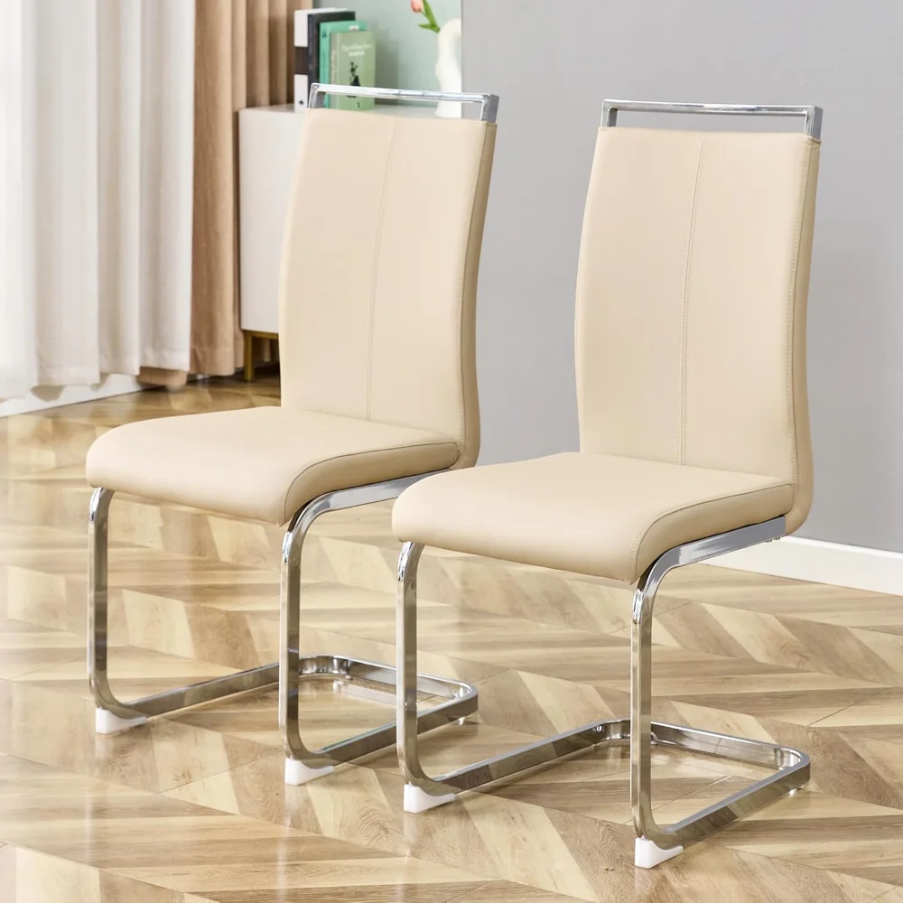Modern Dining Chairs Set of 2 High Back Faux Leather Padded Seat Side & Kitchen Chairs with Silver Frame
Modern Dining Chairs Set of 2 High Back Faux Leather Padded Seat Side & Kitchen Chairs with Silver Frame
