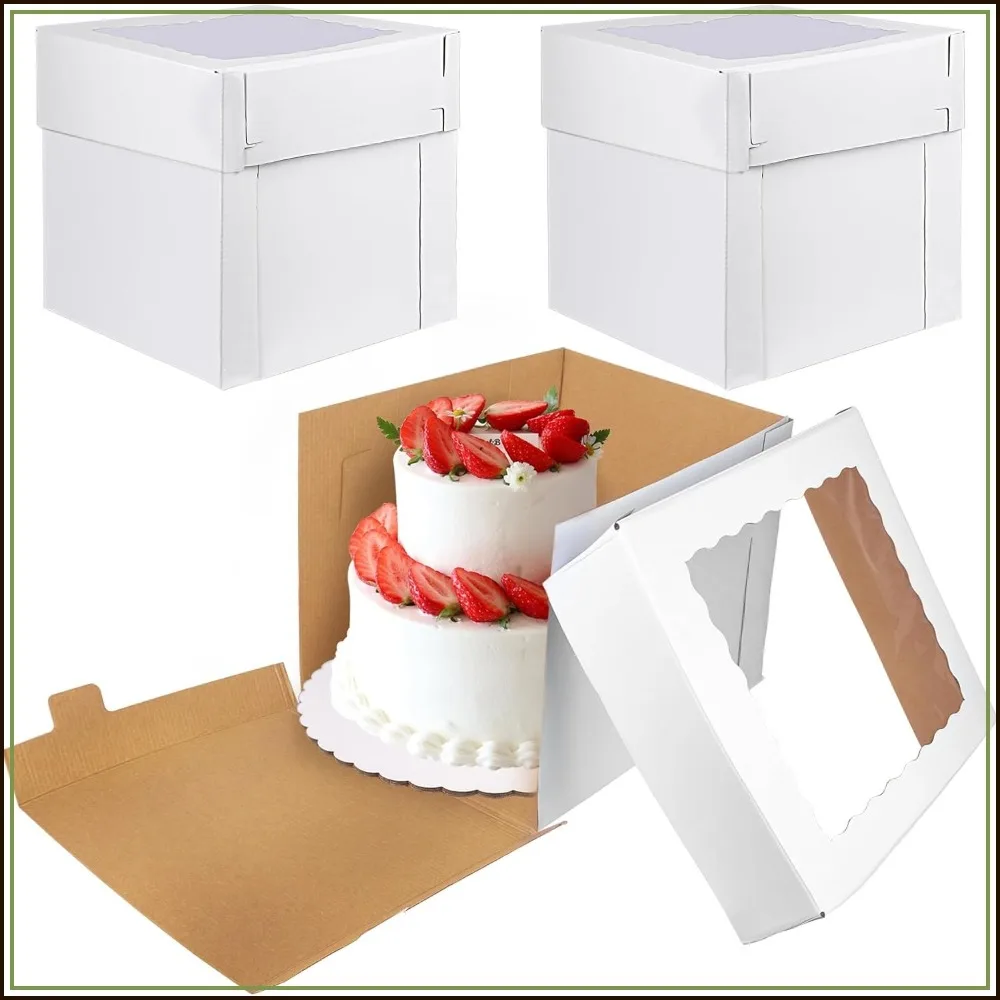 3 PCS White Tall Cake Boxes 14x14x12 inch with Window Disposable Baking Box Container Wedding Cake Carrier
3 PCS White Tall Cake Boxes 14x14x12 inch with Window Disposable Baking Box Container Wedding Cake Carrier