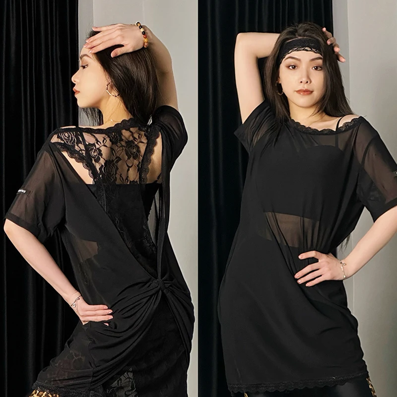 Sexy Black Lace Back Latin Dance Dress Women Mesh Short Sleeves Tops Adult Latin Practice Wear Rumba Samba Salsa Dress BL12166
Sexy Black Lace Back Latin Dance Dress Women Mesh Short Sleeves Tops Adult Latin Practice Wear Rumba Samba Salsa Dress BL12166