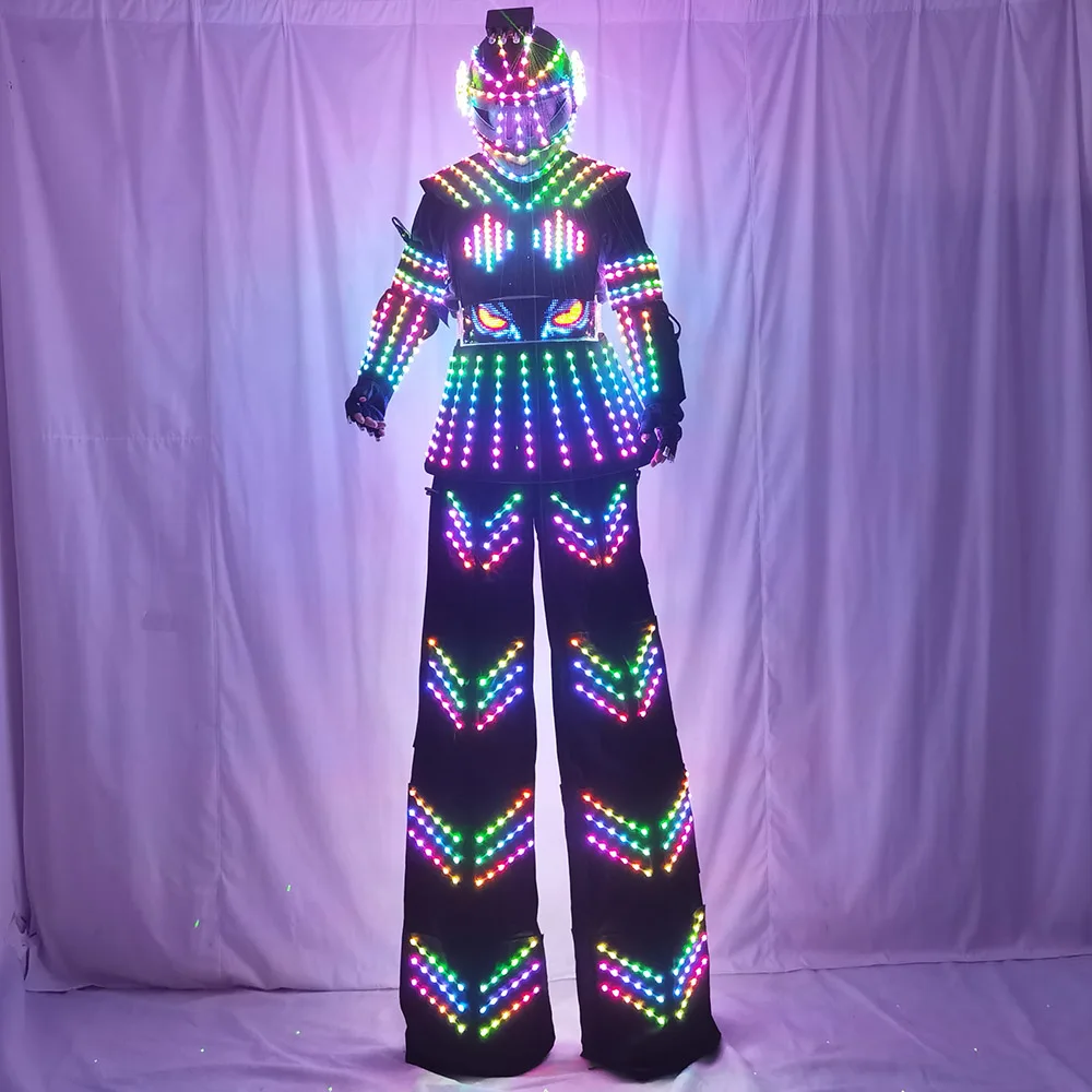 Colorful LED Luminous Robot Costume with Helmet Light Stilt Robot Suit Kryoman David Guetta Style Robot Dance Wear
Colorful LED Luminous Robot Costume with Helmet Light Stilt Robot Suit Kryoman David Guetta Style Robot Dance Wear