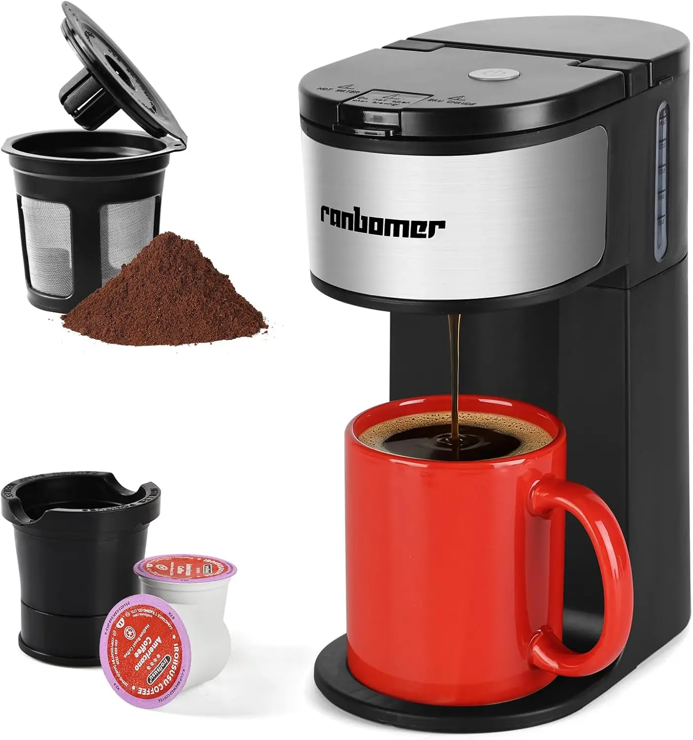 K Cup Coffee Maker, Single Serve coffee machine or Ground Coffee Machine 2 in 1, 6 to 14 Oz Brew Sizes, Mini One Cup Coffee M
K Cup Coffee Maker, Single Serve coffee machine or Ground Coffee Machine 2 in 1, 6 to 14 Oz Brew Sizes, Mini One Cup Coffee M