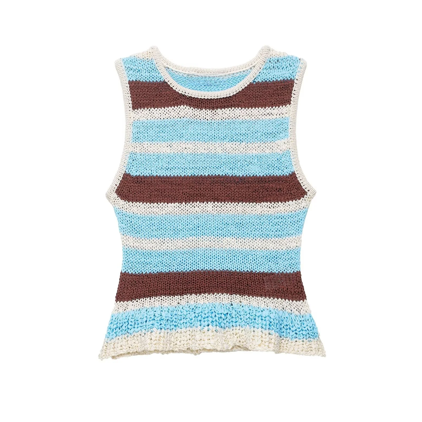 MYST&ZA2025 summer new women's casual simple layered decorative color matching striped sleeveless knitted vest top
MYST&ZA2025 summer new women's casual simple layered decorative color matching striped sleeveless knitted vest top