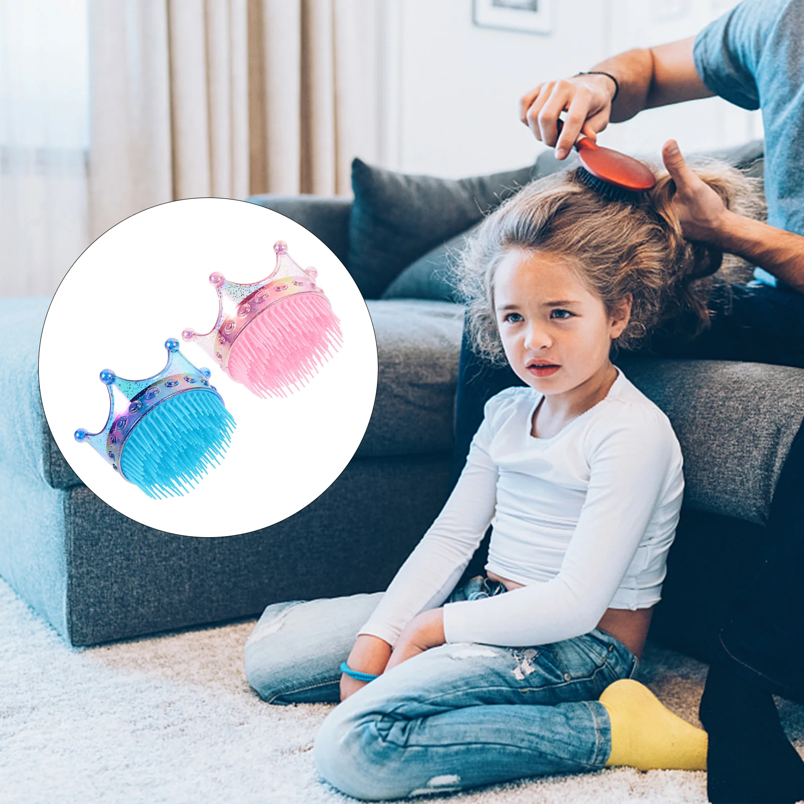 2pcs Glitter Crown Hair Brush Anti-Knot Comb Kids Detangle Brush Portable Children Hair Comb Gift Lightweight Fun Design Safe
2pcs Glitter Crown Hair Brush Anti-Knot Comb Kids Detangle Brush Portable Children Hair Comb Gift Lightweight Fun Design Safe