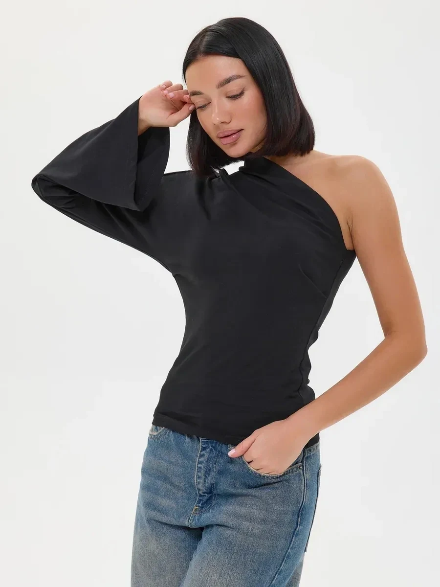 Women's Long Sleeve Evening Club Open Shoulder Shirt Women's Sexy Outfits Trendy One Shoulder Flare Sleeve Shirt Top
Women's Long Sleeve Evening Club Open Shoulder Shirt Women's Sexy Outfits Trendy One Shoulder Flare Sleeve Shirt Top