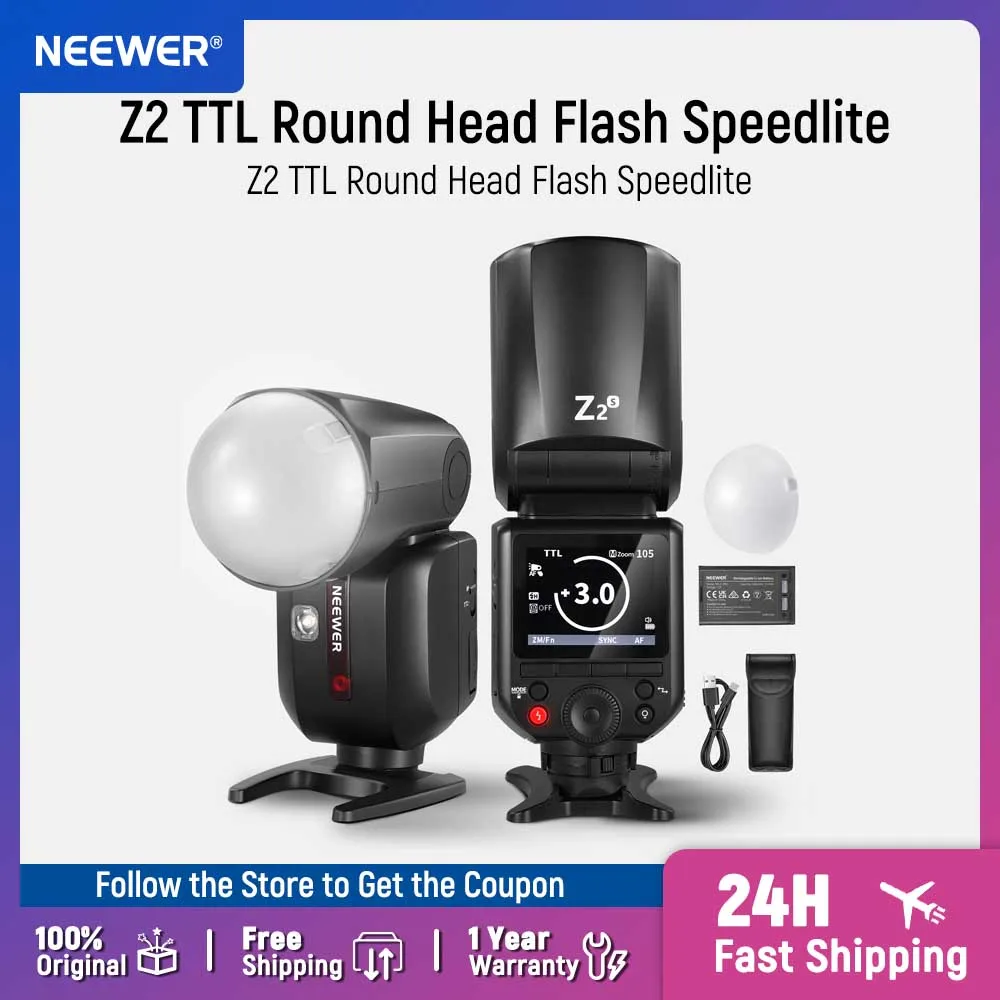 New NEEWER Z2 2.4G TTL Round Head Flash Speedlite For Sony/Nikon/Canon/Fujifilm Cameras 600 Full Power Flash 3000mAh Battery
New NEEWER Z2 2.4G TTL Round Head Flash Speedlite For Sony/Nikon/Canon/Fujifilm Cameras 600 Full Power Flash 3000mAh Battery