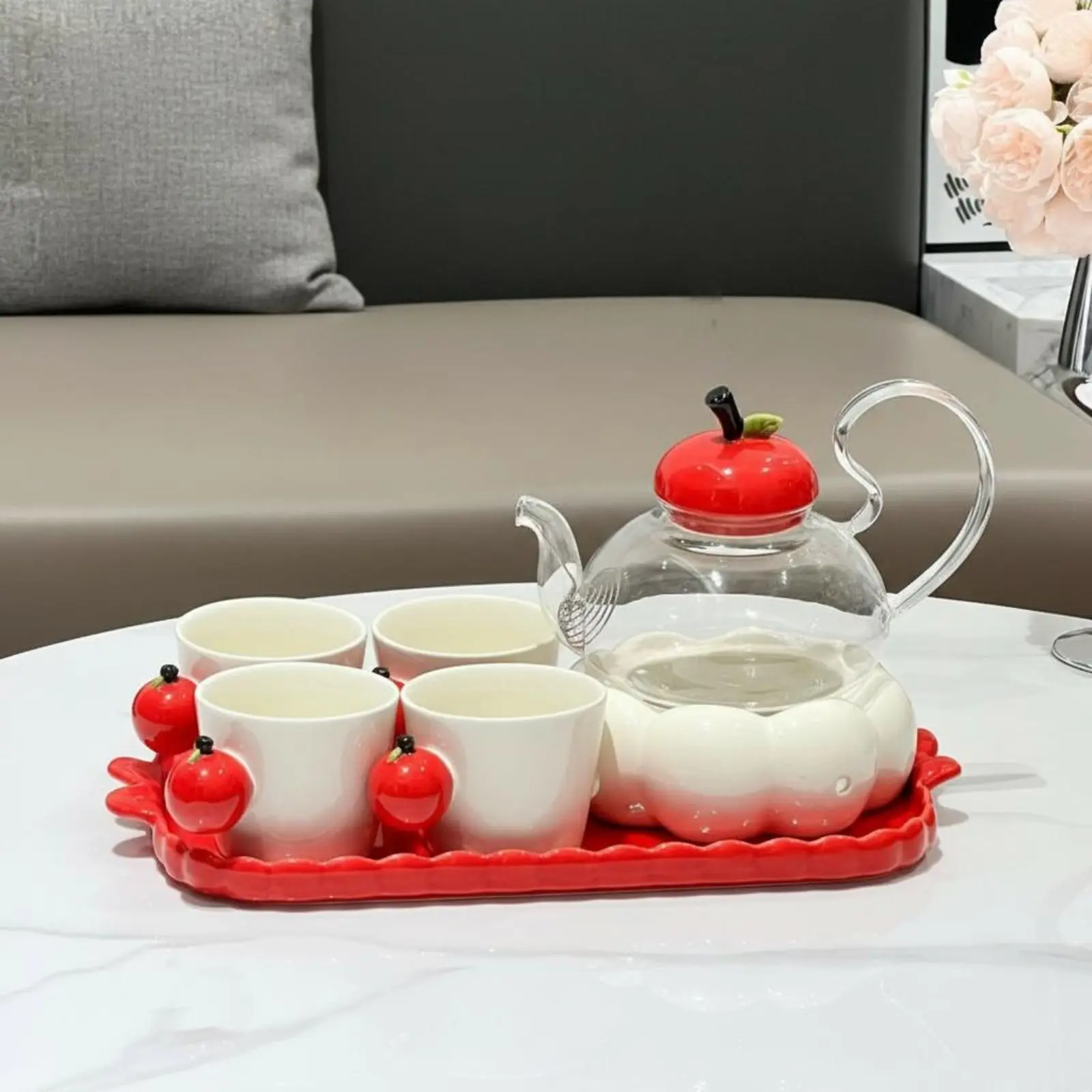 Elegant Glass Tea Set: Floral Teapot, Mug, Pitcher, Gift Box
Elegant Glass Tea Set: Floral Teapot, Mug, Pitcher, Gift Box