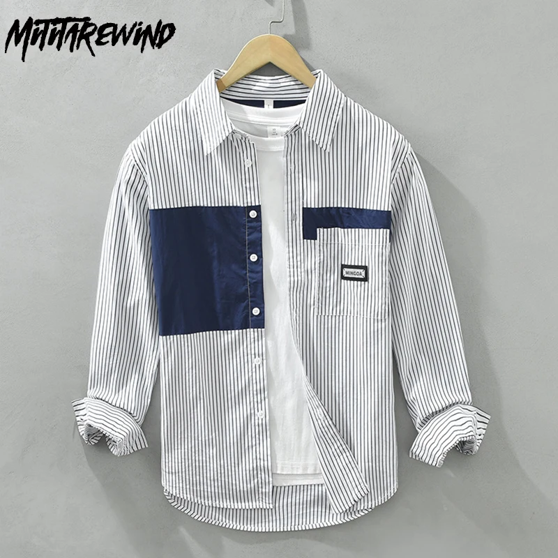 Japanese Style Shirt for Men Daily Loose Casual Long Sleeve Shirts Pure Cotton Patchwork Striped Shirt Male Fashion Tops Youth
Japanese Style Shirt for Men Daily Loose Casual Long Sleeve Shirts Pure Cotton Patchwork Striped Shirt Male Fashion Tops Youth