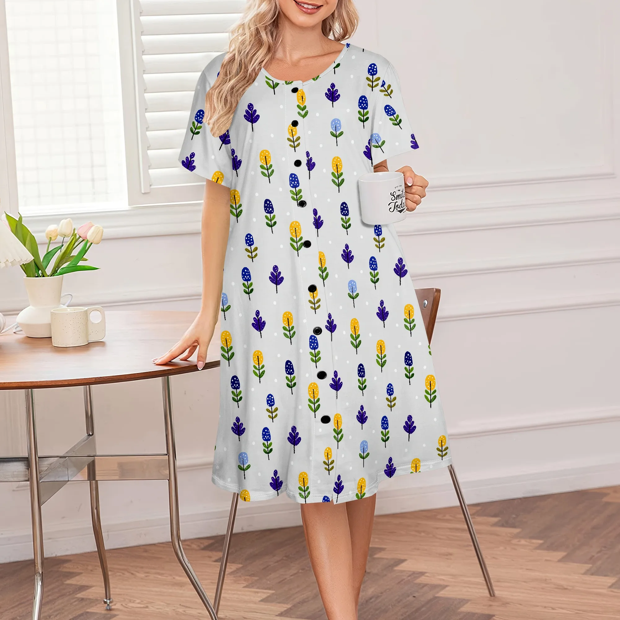 Comfortable House Dress for Women, Floral Print, Button Front, S-3XL Casual Home
Comfortable House Dress for Women, Floral Print, Button Front, S-3XL Casual Home