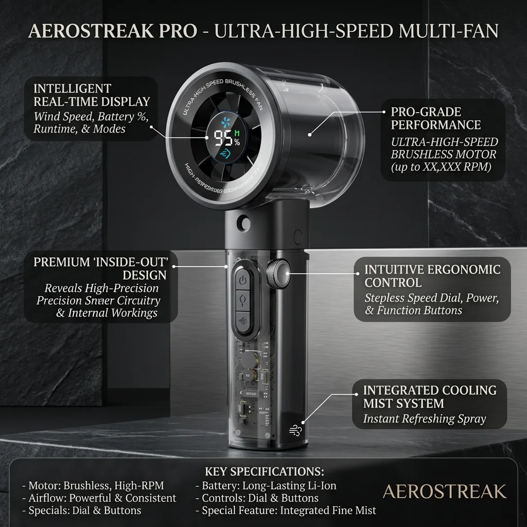 Portable Handheld Fan, Stepless Knob 1-100 Wind Speed, AI Battery Life Forecast, LED Cheering Light for Concerts
Portable Handheld Fan, Stepless Knob 1-100 Wind Speed, AI Battery Life Forecast, LED Cheering Light for Concerts