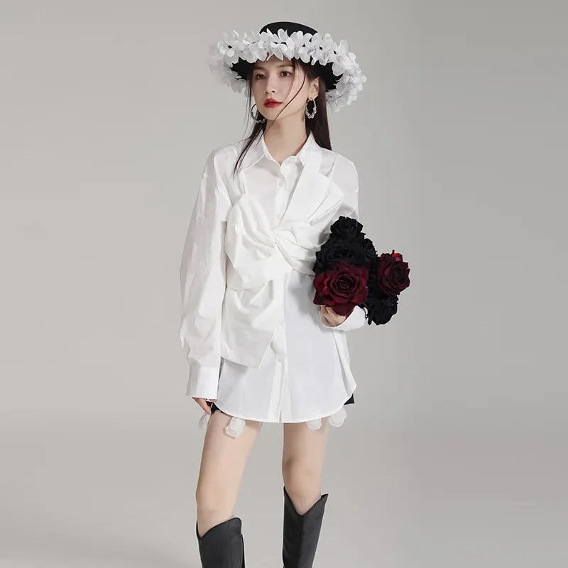 Niche Design Long-Sleeved Medium And Long Shirt With Bow Strap Fashionable Wear Trend
Niche Design Long-Sleeved Medium And Long Shirt With Bow Strap Fashionable Wear Trend