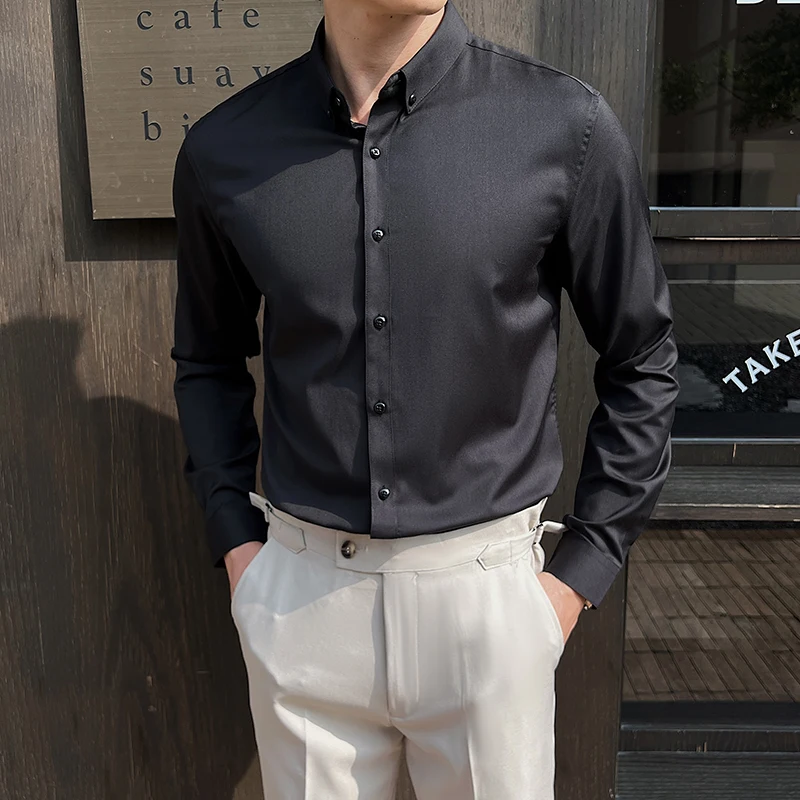 Рубашки для мужчин с длинным рукавом в британском стиле, однотонные, повседневные, против морщин, мягкие, приталенные, официальная классическая рубашка, мужская одежда, большие размеры 7XL-S
Рубашки для мужчин с длинным рукавом в британском стиле, однотонные, повседневные, против морщин, мягкие, приталенные, официальная классическая рубашка, мужская одежда, большие размеры 7XL-S