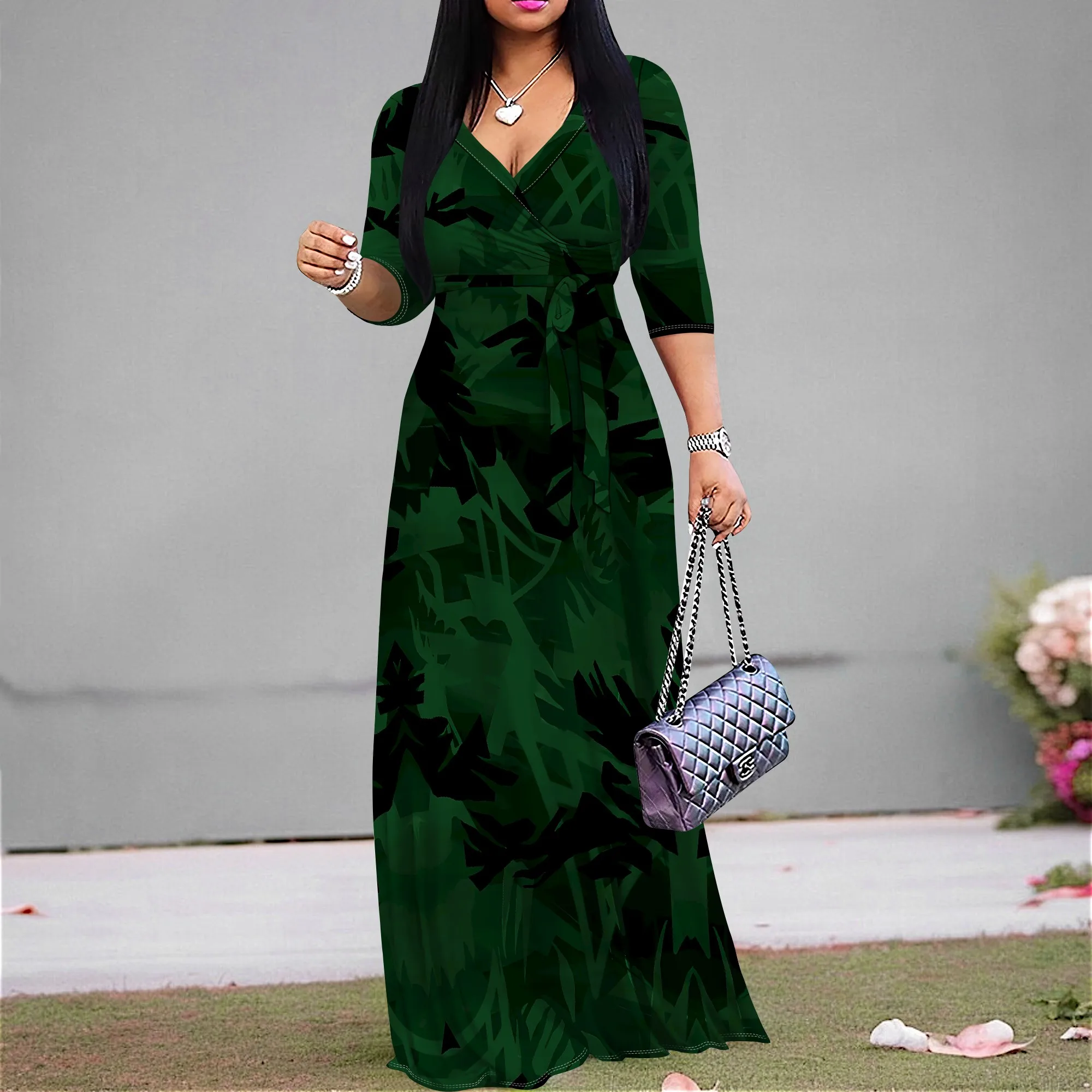 Women's Green Abstract Maxi Dress Wrap V Neck Long Sleeve African Style Elegant Party Long Dress S-3XL
Women's Green Abstract Maxi Dress Wrap V Neck Long Sleeve African Style Elegant Party Long Dress S-3XL