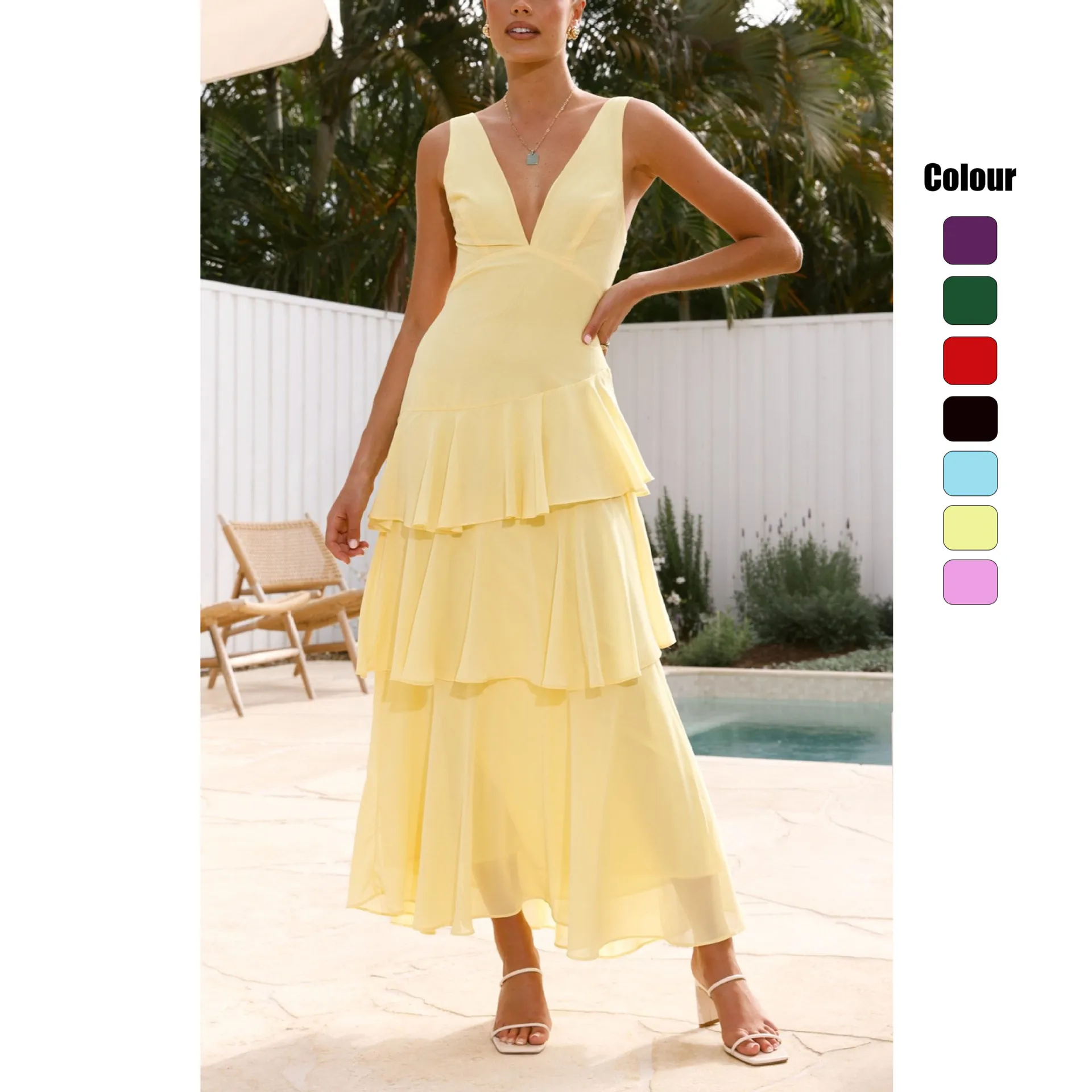 Summer 2026 Vacation-style V-neck Solid Color Patchwork Long Backless Tie Dress 2675 Bandage Boho Elegant Prom
Summer 2026 Vacation-style V-neck Solid Color Patchwork Long Backless Tie Dress 2675 Bandage Boho Elegant Prom