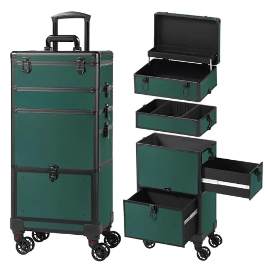 Rolling Makeup Train Case with Drawer for Salon, Barber, Nail, Tattoo Professionals Green Professional Cosmetic Organizer for T
Rolling Makeup Train Case with Drawer for Salon, Barber, Nail, Tattoo Professionals Green Professional Cosmetic Organizer for T