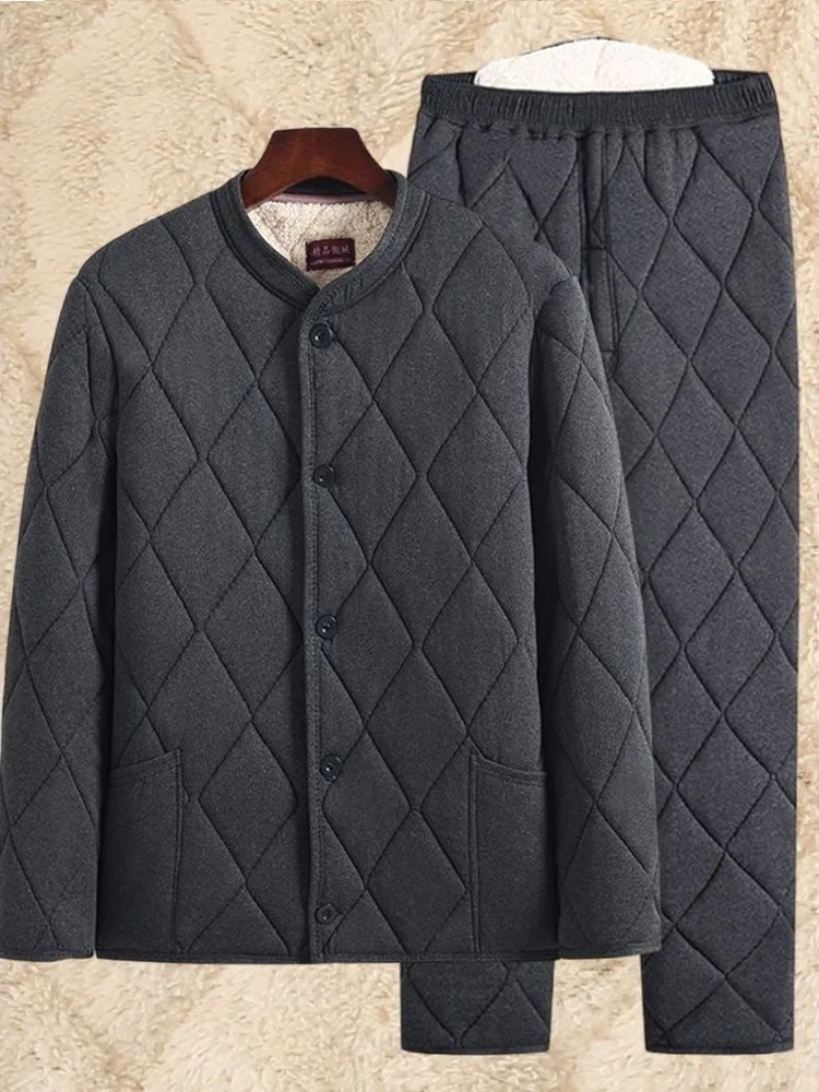 Thiened Winter Cotton Jaet for Dad Middle-Aged And ly Men's Inner Wear eepskin Velvet Warmth Set Home Faion
Thiened Winter Cotton Jaet for Dad Middle-Aged And ly Men's Inner Wear eepskin Velvet Warmth Set Home Faion
