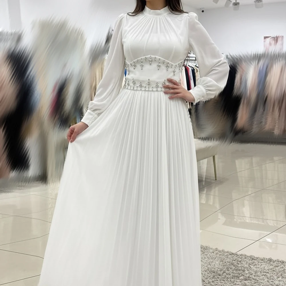 Вечерние платья трапециевидной формы по индивидуальному заказу, длиной до пола, с высоким воротом и длинными рукавами, платье для выпускного вечера, модное простое драпированное плиссированное вечернее платье с кристаллами
Вечерние платья трапециевидной формы по индивидуальному заказу, длиной до пола, с высоким воротом и длинными рукавами, платье для выпускного вечера, модное простое драпированное плиссированное вечернее платье с кристаллами