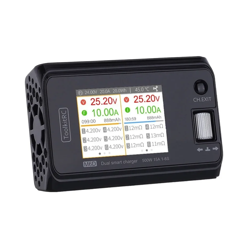 ToolkitRC M6D Dual-channel 500W 15A DC MINI Charger Discharger for 1-6S Lipo LiHV NiMh Pb Cell Checker Servo Tester
ToolkitRC M6D Dual-channel 500W 15A DC MINI Charger Discharger for 1-6S Lipo LiHV NiMh Pb Cell Checker Servo Tester