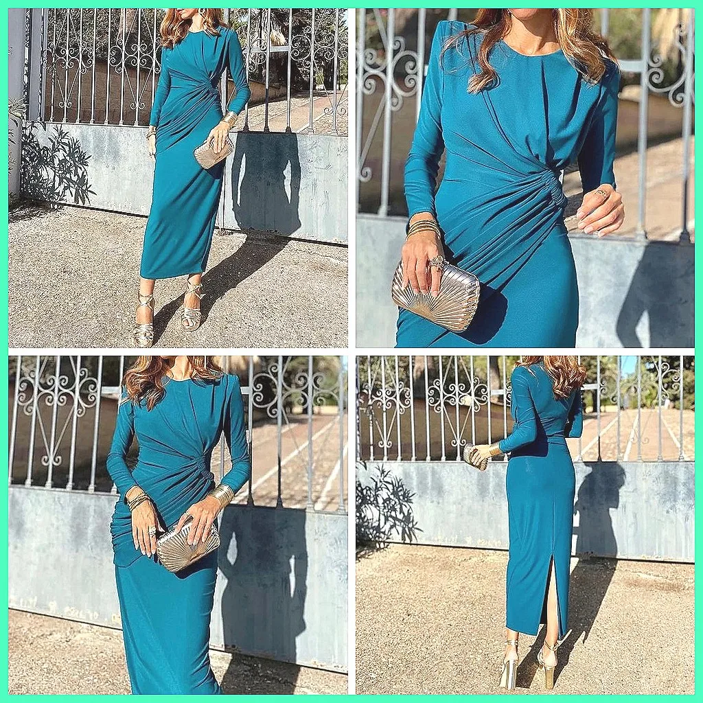 Elegant Crew Neck Long Sleeve Maxi Dress for Women, 2025 Spring Autumn Solid Waist Draped Party & Commuter Dress
Elegant Crew Neck Long Sleeve Maxi Dress for Women, 2025 Spring Autumn Solid Waist Draped Party & Commuter Dress