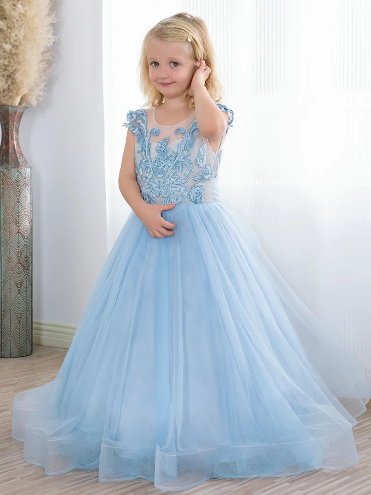 Flower Girl Dresses Blue Tulle Puffy Appliques With Bow Sleeveless For Wedding Birthday Party Banquet Princess Gowns
Flower Girl Dresses Blue Tulle Puffy Appliques With Bow Sleeveless For Wedding Birthday Party Banquet Princess Gowns