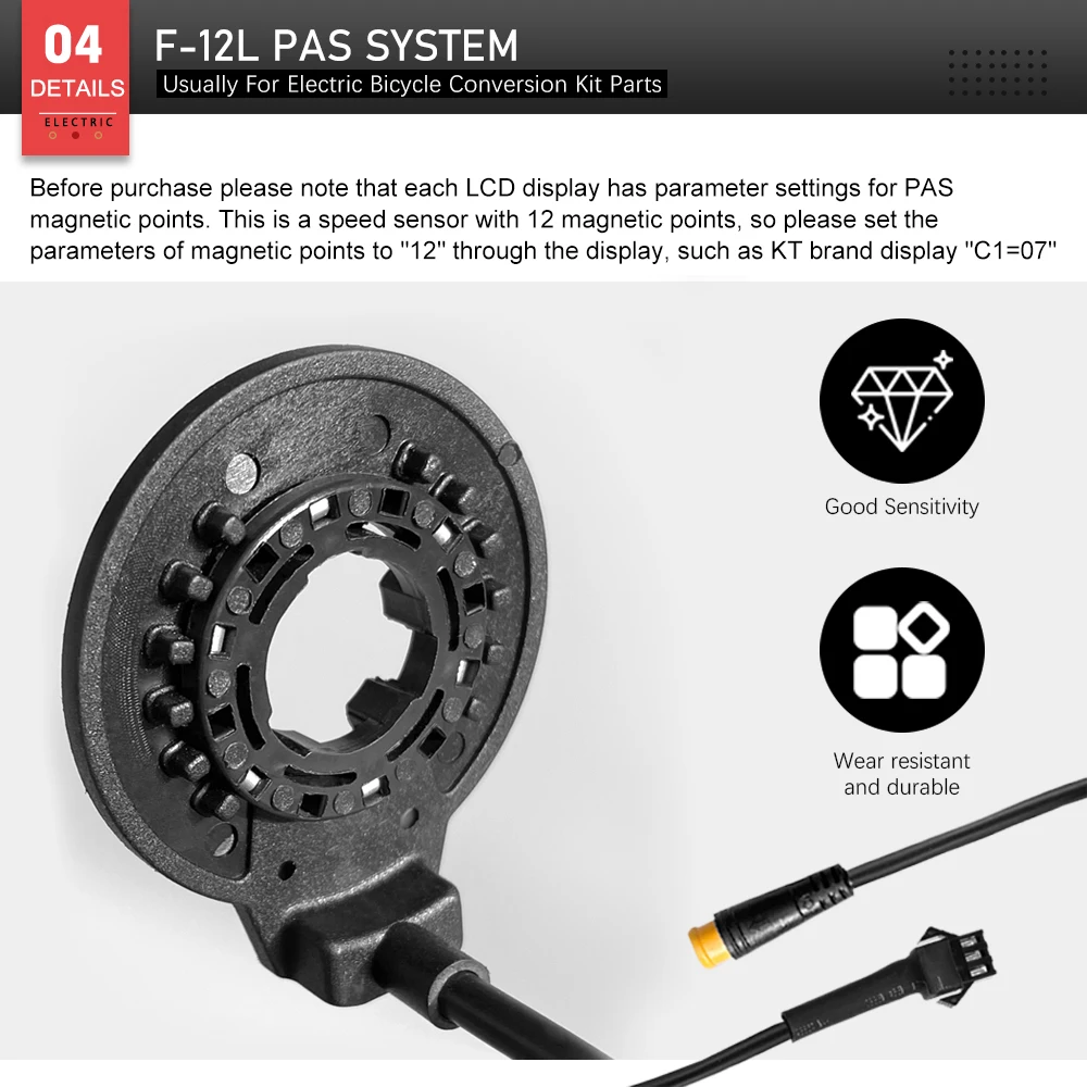 Electric Bike Pedal Sensor Assist F-12L 12 Magnet Left Side PAS Sensor SM/Waterproof Connector For Ebike Conversion Kit Parts
Electric Bike Pedal Sensor Assist F-12L 12 Magnet Left Side PAS Sensor SM/Waterproof Connector For Ebike Conversion Kit Parts