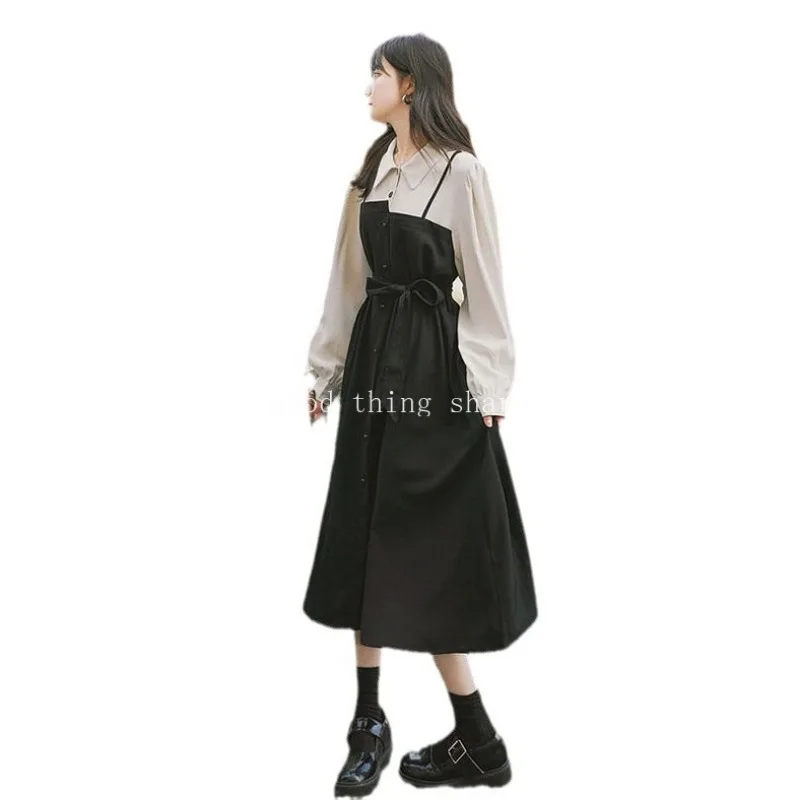 Fake Two Pieces Dress Spring and Autumn College Style Long Sleeve Waist-Tight Design Sense Niche Skirt
Fake Two Pieces Dress Spring and Autumn College Style Long Sleeve Waist-Tight Design Sense Niche Skirt