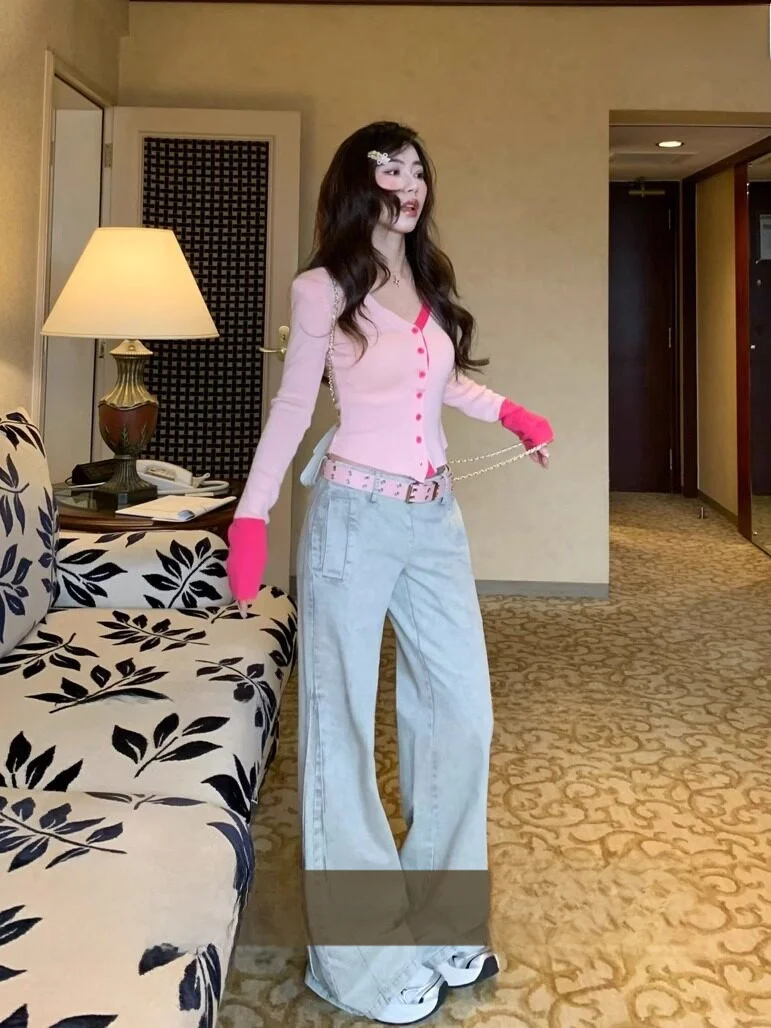 Waed Denim Jeans Women's Zipper Wide Leg Pants Loose Fit Sand Color Vintage Summer Faion Low Waist Bell Bot
Waed Denim Jeans Women's Zipper Wide Leg Pants Loose Fit Sand Color Vintage Summer Faion Low Waist Bell Bot
