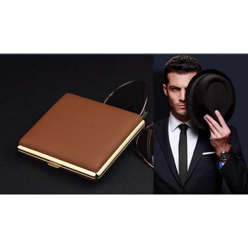 Cigarette Case Genuine Leather Smoking Box Portable Cigarette Holder Father's Day Gifts Carry-on Stainless Steel Cigarette Case
Cigarette Case Genuine Leather Smoking Box Portable Cigarette Holder Father's Day Gifts Carry-on Stainless Steel Cigarette Case