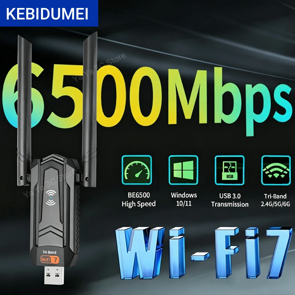 KEBIDUMEI WiFi 7 BE6500 Network Card 2.4G/5G/6GHz Tri-band USB3.0 Wireless Network Card Wifi 6 1800Mbps Drive-free For Win10/11
KEBIDUMEI WiFi 7 BE6500 Network Card 2.4G/5G/6GHz Tri-band USB3.0 Wireless Network Card Wifi 6 1800Mbps Drive-free For Win10/11