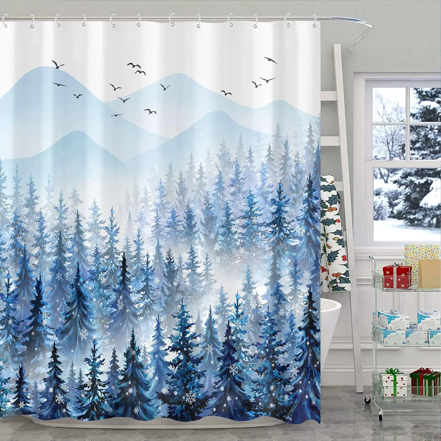 Winter Forest Shower Curtain Blue Snowy Trees Mountain Scene Nature Art Holiday Design Bath Decor Waterproof Fabric Home
Winter Forest Shower Curtain Blue Snowy Trees Mountain Scene Nature Art Holiday Design Bath Decor Waterproof Fabric Home