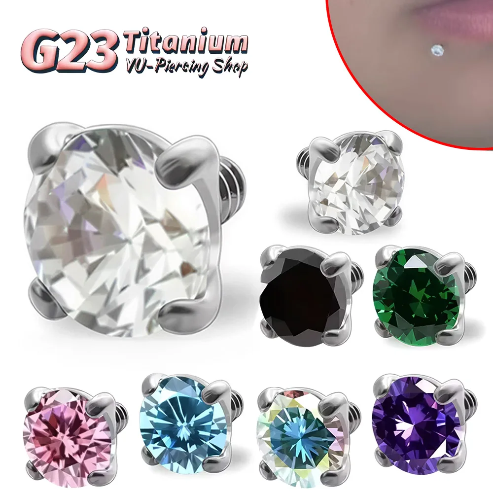 10Pcs ASTM F136 G23 Titanium Four Prong Round CZ Replacement Tops Multi Color Zircon Internal Thread Cartilage Piercing Parts
10Pcs ASTM F136 G23 Titanium Four Prong Round CZ Replacement Tops Multi Color Zircon Internal Thread Cartilage Piercing Parts