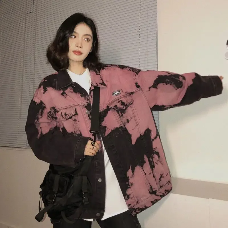 Куртки с принтом тай-дай, женские джинсовые мешковатые панели с отложным воротником для фитнеса, хипстера, в американском стиле панк, High Street, с напуском, популярные Ins
Куртки с принтом тай-дай, женские джинсовые мешковатые панели с отложным воротником для фитнеса, хипстера, в американском стиле панк, High Street, с напуском, популярные Ins