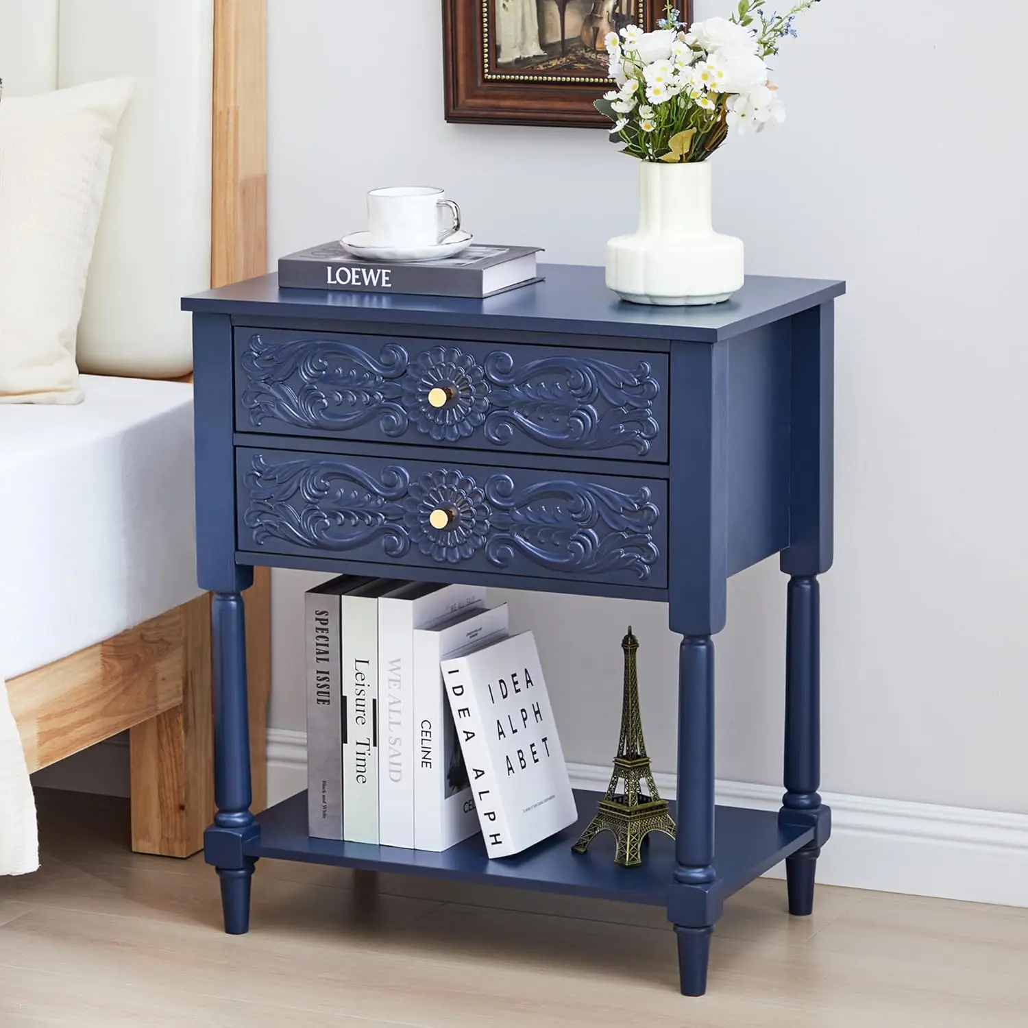 2 Drawer Wood Nightstand with Open Shelf for Bedroom Living Room, Customized
2 Drawer Wood Nightstand with Open Shelf for Bedroom Living Room, Customized