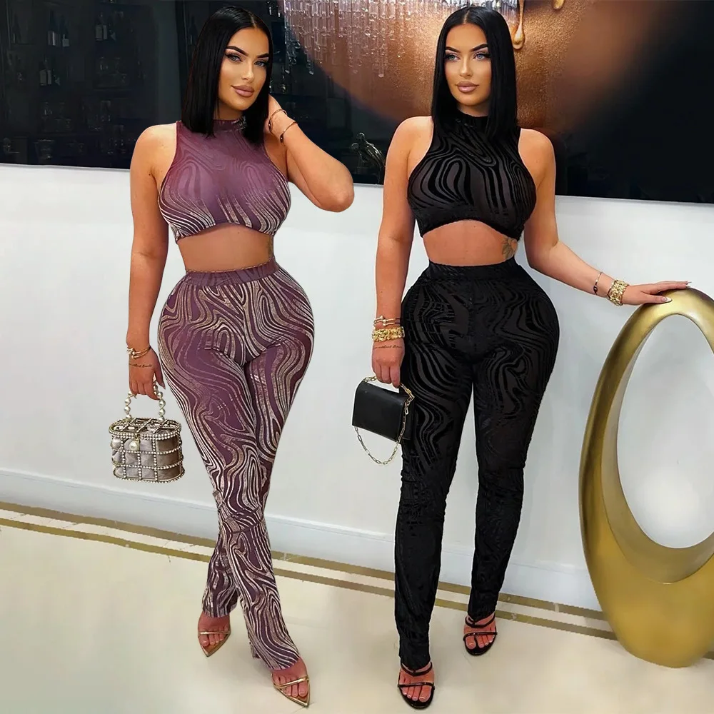 Cy901814 Two-piece Fashionable Round Neck Sexy Sleeveless Short Top Paired with Slim Pencil Pants
Cy901814 Two-piece Fashionable Round Neck Sexy Sleeveless Short Top Paired with Slim Pencil Pants