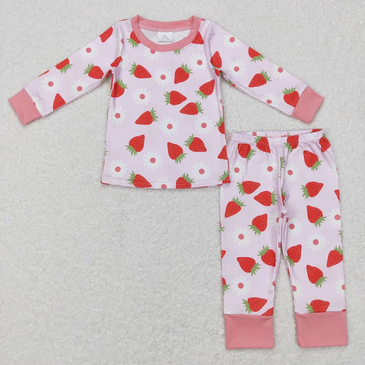 Wholesale Children Kids Pink Long Sleeves Strawberry Floral Pants Toddler Spring Fall Outfit Sleepwear Baby Girls Pajamas Set
Wholesale Children Kids Pink Long Sleeves Strawberry Floral Pants Toddler Spring Fall Outfit Sleepwear Baby Girls Pajamas Set