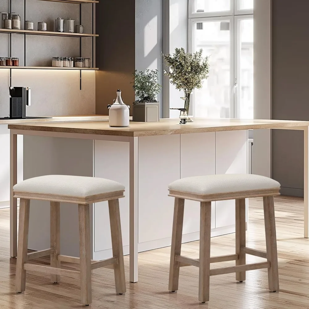 Off White Counter Height 24 inch Bar Stools Set of 2 for Kitchen Counter Solid Wood Legs with Faux Leather Padded Seat Farmhous
Off White Counter Height 24 inch Bar Stools Set of 2 for Kitchen Counter Solid Wood Legs with Faux Leather Padded Seat Farmhous