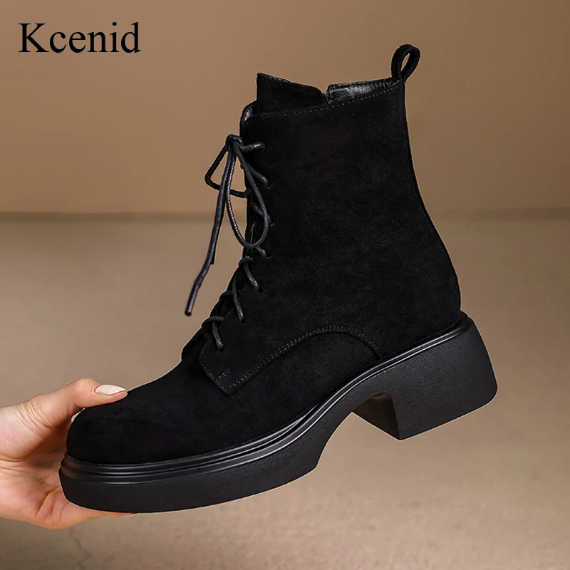 Kcenid Women's Autumn Winter Ankle Boots Round Toe Chunky Heel Lace-up Platform Shoes Black Brown Zipper Shoes For Women Size 43
Kcenid Women's Autumn Winter Ankle Boots Round Toe Chunky Heel Lace-up Platform Shoes Black Brown Zipper Shoes For Women Size 43