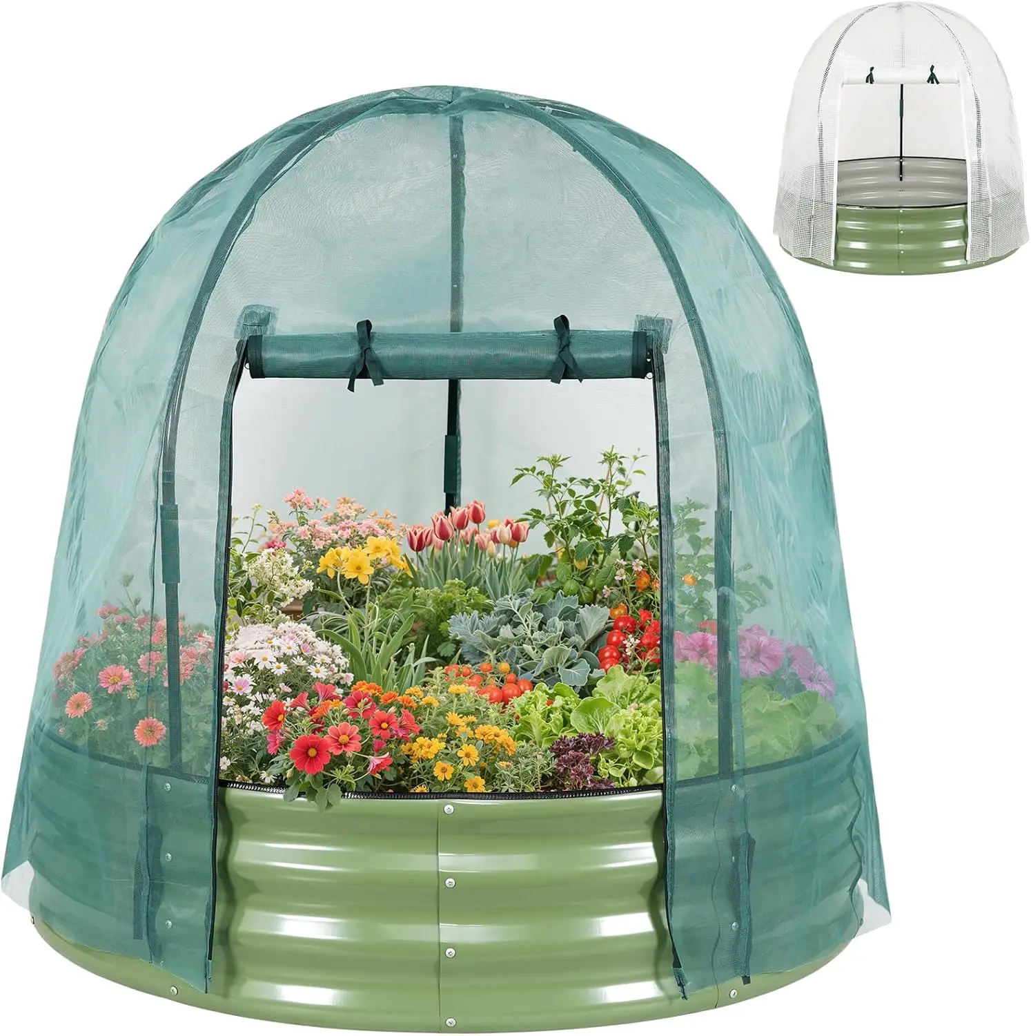 Galvanized Raised Garden Bed with Cover | 4x4x1FT Metal Planter Box Outdoor with Greenhouse PE Cover for Winter & Mesh c
Galvanized Raised Garden Bed with Cover | 4x4x1FT Metal Planter Box Outdoor with Greenhouse PE Cover for Winter & Mesh c