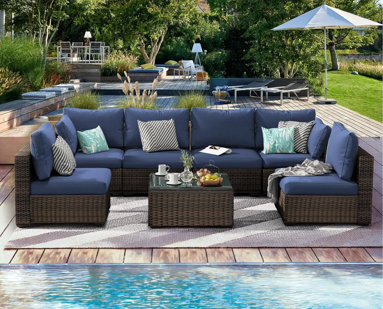 7 Piece All Weather Rattan Patio Sectional Sofa Set Cushioned Garden Lawn Balcony Porch Deck Customized
7 Piece All Weather Rattan Patio Sectional Sofa Set Cushioned Garden Lawn Balcony Porch Deck Customized