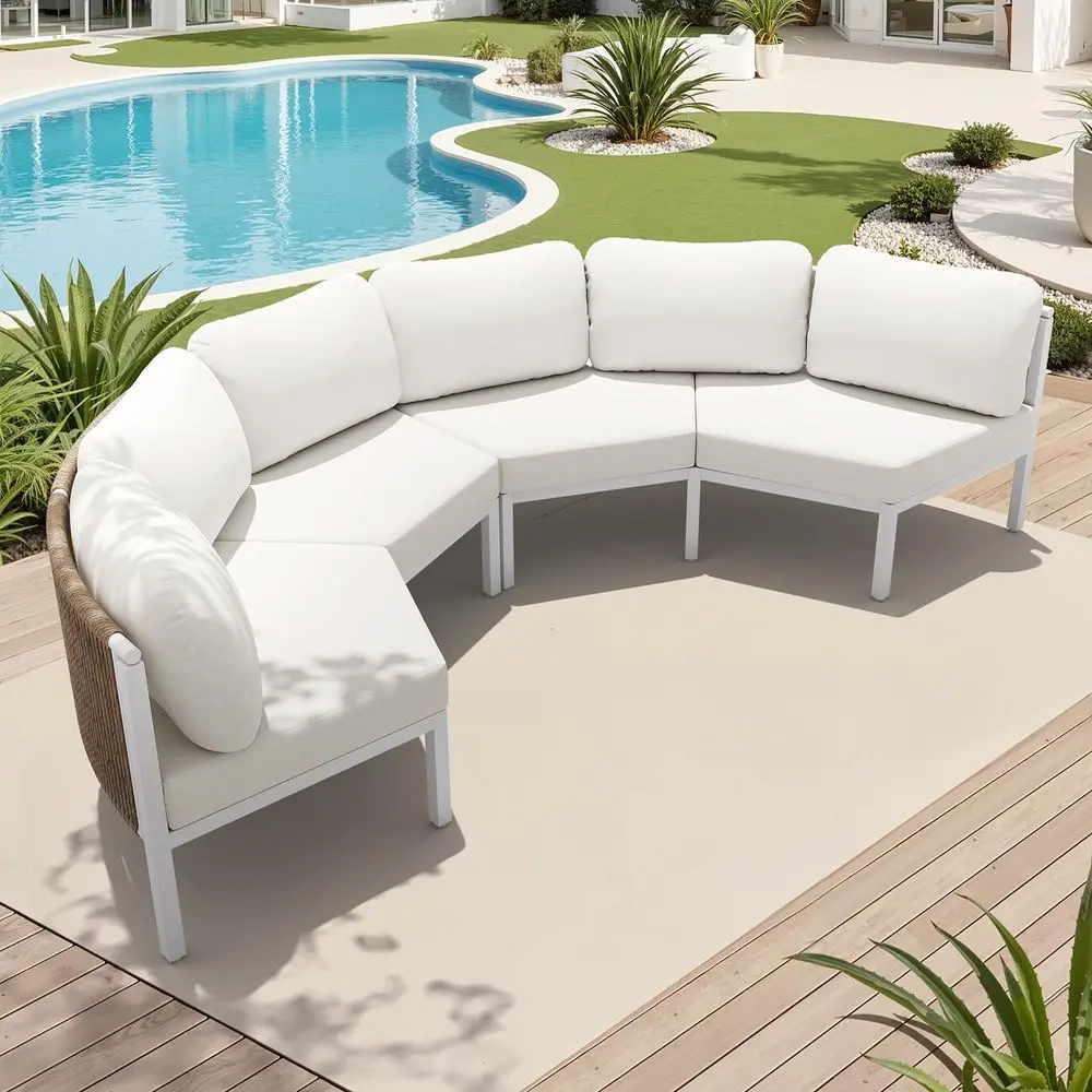 Curved Patio Furniture Set, Modular Half Moon 4Seater Sofa, Aluminum Outdoor Sectional with 5Inch WaterResistant Cushions, All
Curved Patio Furniture Set, Modular Half Moon 4Seater Sofa, Aluminum Outdoor Sectional with 5Inch WaterResistant Cushions, All