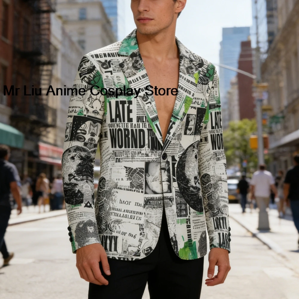 3D Men Vintage Newspaper Print Blazer Trend Oversized Casual Loose Fit Single Breasted Streetwear Jacket Graphic Business Suit
3D Men Vintage Newspaper Print Blazer Trend Oversized Casual Loose Fit Single Breasted Streetwear Jacket Graphic Business Suit
