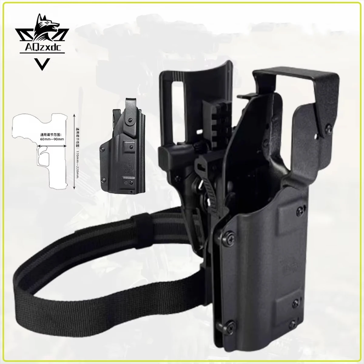 Tactical Holster Universal Light Model Undermount Flashlight Holster with Elastic Leg Strap for P99/p320/p1/TLR1/x300
Tactical Holster Universal Light Model Undermount Flashlight Holster with Elastic Leg Strap for P99/p320/p1/TLR1/x300