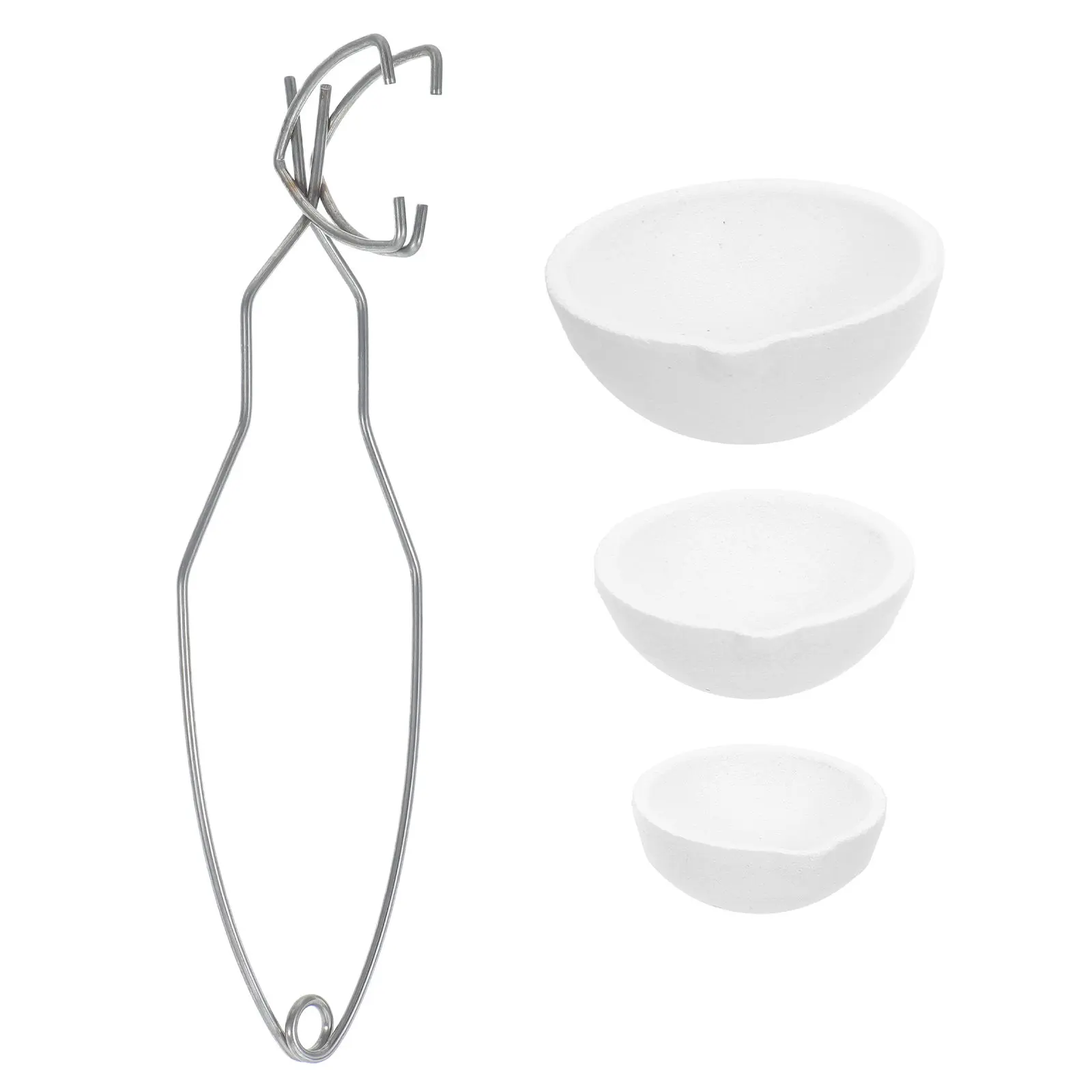 1Set Handheld Metal Melting Crucible Jewelry Ceramic Pot 10.43in Tongs 3.39in Width 3 Bowls Gold Silver Copper Brass Smelting
1Set Handheld Metal Melting Crucible Jewelry Ceramic Pot 10.43in Tongs 3.39in Width 3 Bowls Gold Silver Copper Brass Smelting