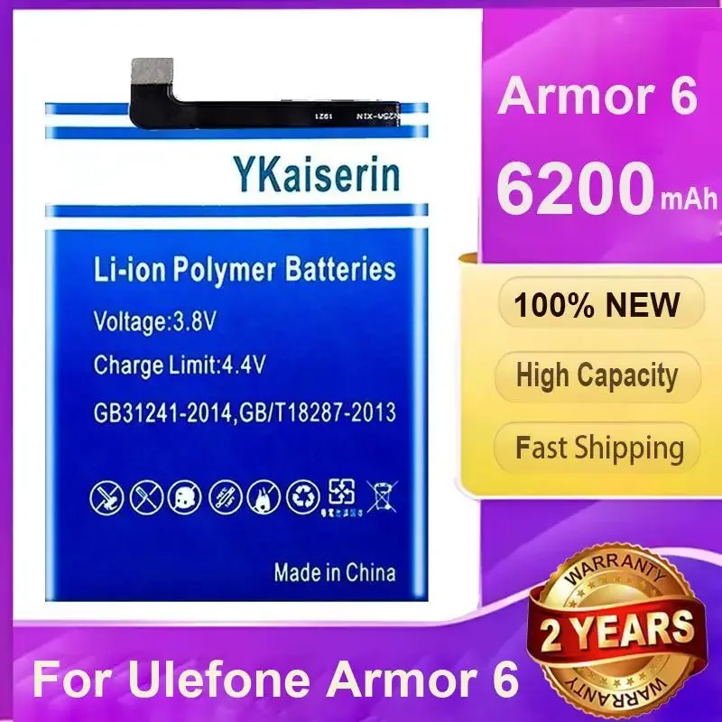 YKaiserin, лучший новый аккумулятор емкостью 6500 мАч для Ulefone Armor 6 Armor6 6E + бесплатный Gfit
YKaiserin, лучший новый аккумулятор емкостью 6500 мАч для Ulefone Armor 6 Armor6 6E + бесплатный Gfit