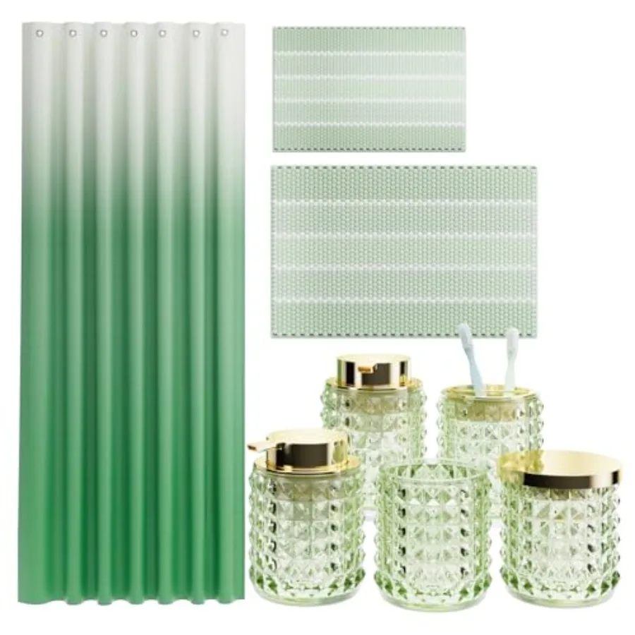 Bathroom Sets with Shower Curtain and Rugs and Accessories, Glass Bathroom Accessories Set Green Bathroom Set Bathroom Sets, Gr
Bathroom Sets with Shower Curtain and Rugs and Accessories, Glass Bathroom Accessories Set Green Bathroom Set Bathroom Sets, Gr