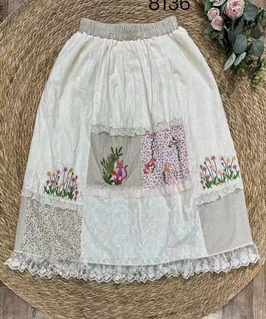 Women Vintage Ruffled Cotton Sweet Lace Spliced Embroidery Skirts Elastic Waist Casual Japanese Mori Girl Pleated A-Line Skirt
Women Vintage Ruffled Cotton Sweet Lace Spliced Embroidery Skirts Elastic Waist Casual Japanese Mori Girl Pleated A-Line Skirt