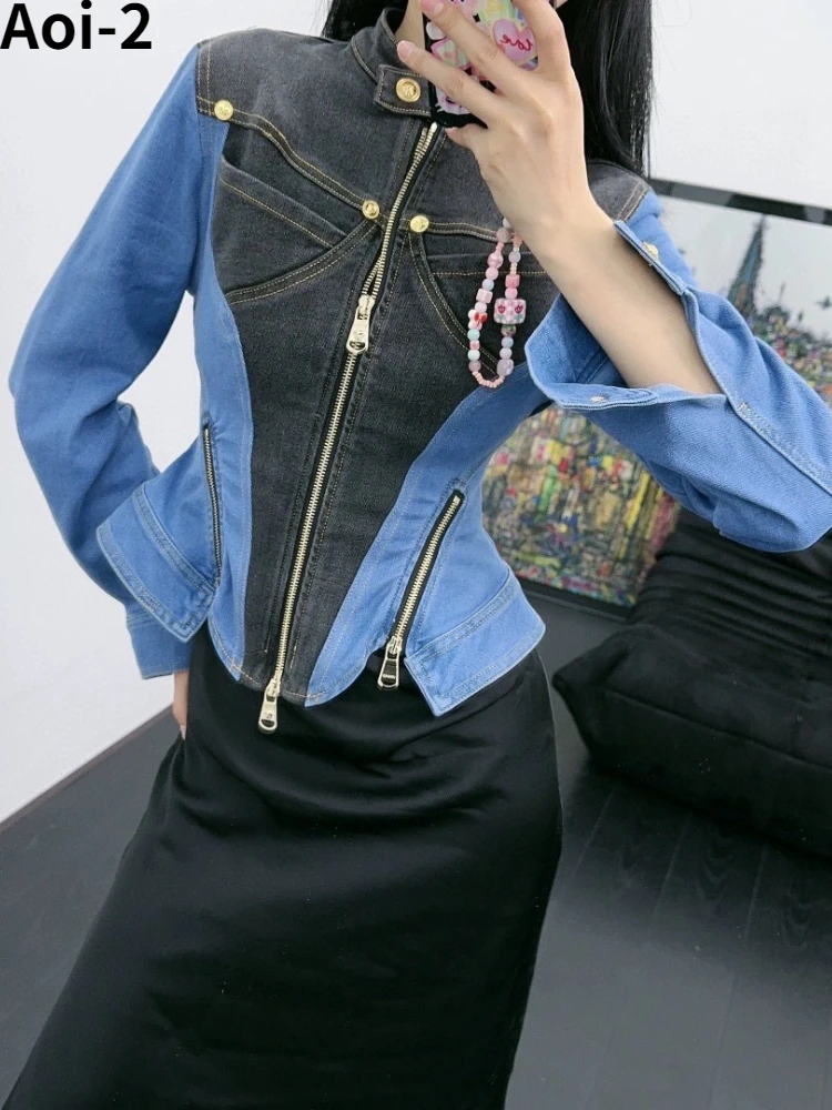 Fashion Vintage Blue Denim Jacket Women's 2023 Autumn New High Quality Color-Matching Slim-Fit Zipper Coat Streetwear
Fashion Vintage Blue Denim Jacket Women's 2023 Autumn New High Quality Color-Matching Slim-Fit Zipper Coat Streetwear