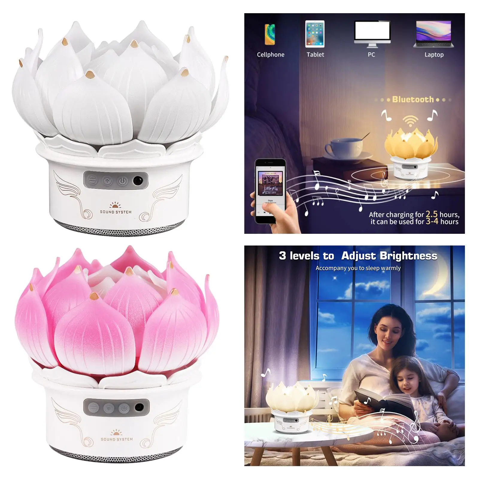 Lotus Shape Light Remote Control Support Bluetooth with Sound USB Charging Night
Lotus Shape Light Remote Control Support Bluetooth with Sound USB Charging Night